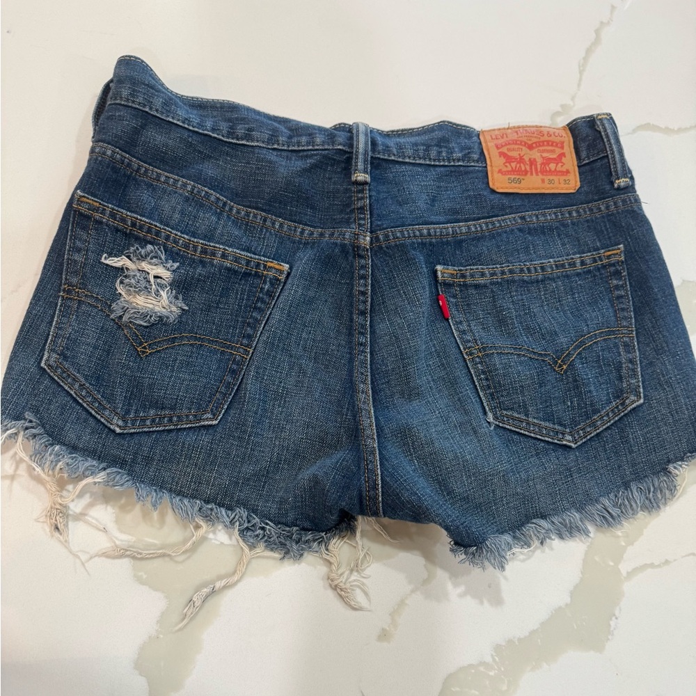 Levi's Blue Jean Shorts Distressed Cut-Off Style - Picture 1 of 2